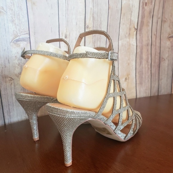 NWOB Steve Madden Saedee Gold Glitter Cage Heels - Picture 5 of 7